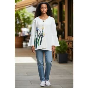 LIOR Paris Womens Large Vince Blazer Swing Jacket Iris Floral Old Money NWT